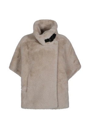 PINKO faux-fur buckle-detail jacket - Neutrals
