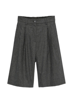 Emporio Armani pleated wide-leg wool shorts - Grey