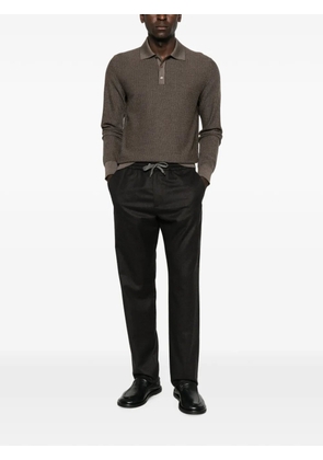 Agnona textured long-sleeve polo shirt - Brown
