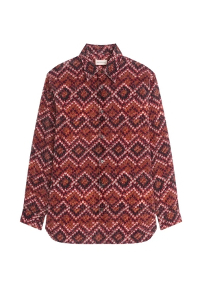 DRIES VAN NOTEN printed corduroy shirt - Red