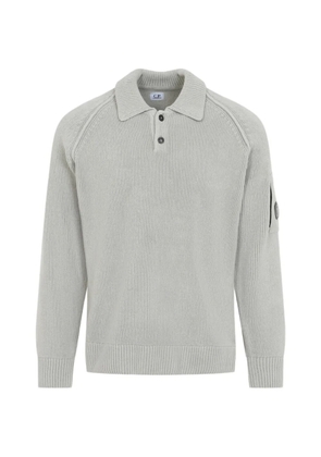 C.P. Company chenille cotton Lens polo sweater - Grey