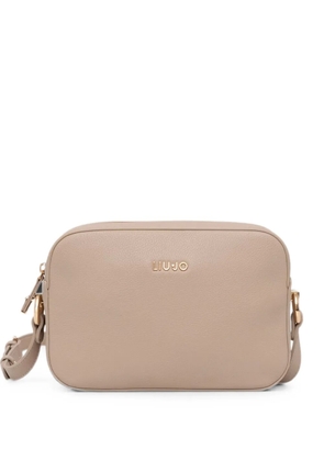 LIU JO logo-plaque pebbled-effect shoulder bag - Neutrals