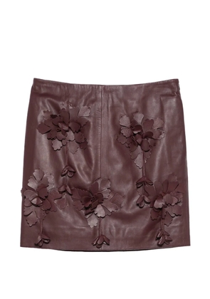 Alberta Ferretti floral-appliqué skirt - Brown
