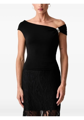GUESS USA hardware-detail off-shoulder T-shirt - Black