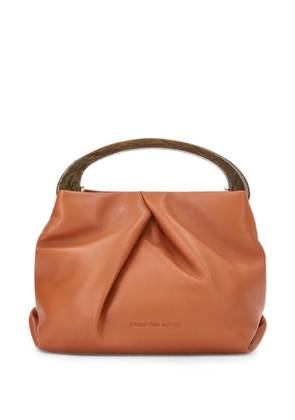 DRIES VAN NOTEN small pleated leather bag - Brown