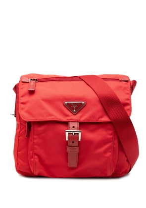 Prada Pre-Owned 2013-2026 Saffiano Trimmed Tessuto Zip Buckle Messenger Bag crossbody bag - Red