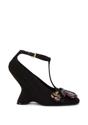 DRIES VAN NOTEN embroidered wedge pumps - Black