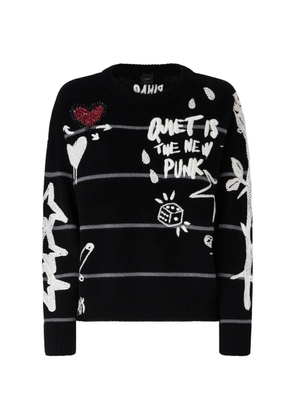 PINKO intarsia-knit sequin-embellished sweater - Black