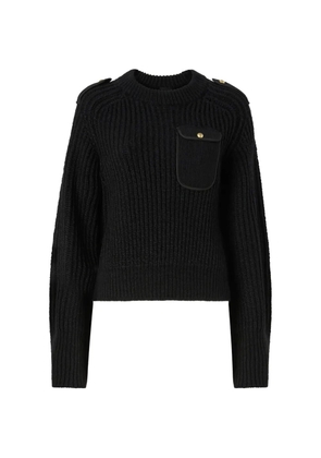 PINKO ribbed-knit epaulette sweater - Black