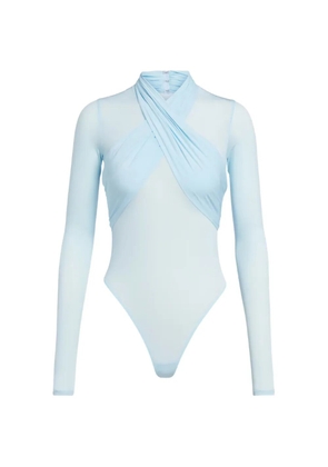 WARDROBE.NYC crossover-strap long-sleeve bodysuit - Blue