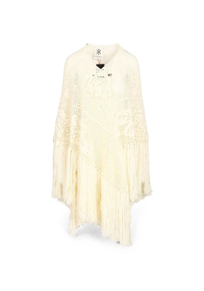 Chiara Is Peonia fringed crochet scarf - Neutrals