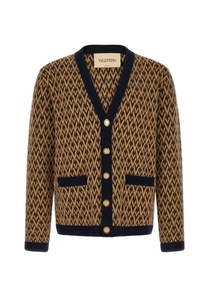 Valentino Garavani Toute La V jacquard-knit cardigan - Brown