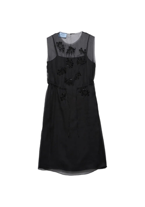 Prada embroidered silk cigaline dress - Black