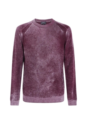Emporio Armani ribbed virgin wool sweater with mélange print - Red