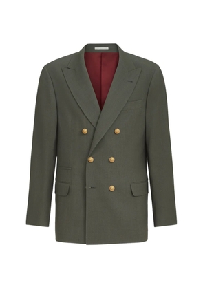 Brunello Cucinelli virgin wool canvas one-and-a-half breasted deconstructed blazer with metal buttons - Green