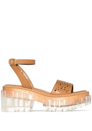 Stella McCartney Emilie perforated-detail platform sandals - Brown