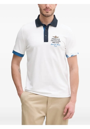 Aeronautica Militare logo-embroidered contrast-trim polo shirt - White