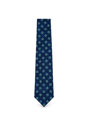 Kiton floral-print silk tie - Blue