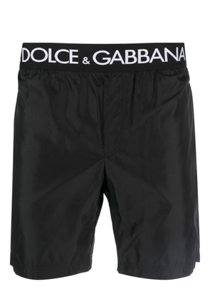 Dolce & Gabbana logo-waistband swim shorts - Black