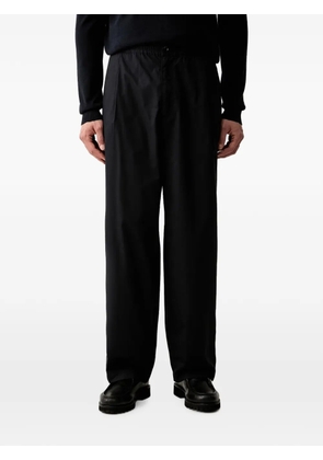 Emporio Armani regular-fit cotton-poplin trousers with elasticated waist - Blue