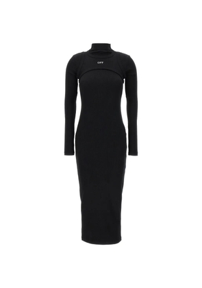 Off-White Off Stamp cut-out midi dress - Black