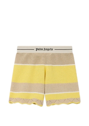 Palm Angels logo beach knit shorts - Yellow