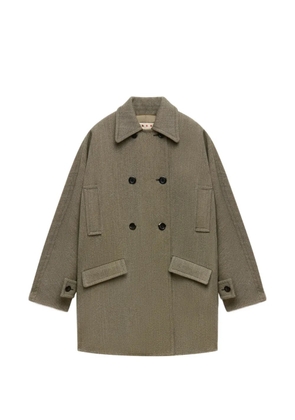 Marni double-breasted tweed coat - Green