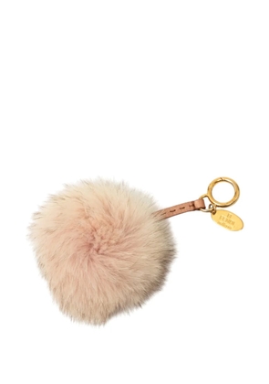 Fendi Pre-Owned 2000-2026 Fox Fur Pompom Selleria Bag Charm key chain - Pink