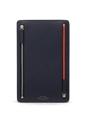 Smythson leather multi-zip case - Blue