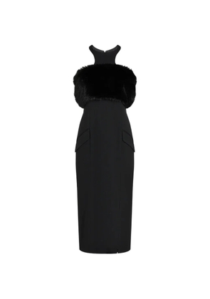 Karl Lagerfeld faux-fur-trim dress - Black