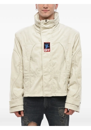 Off-White Hands Off embroidered ribbed-velour jacket - Neutrals