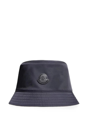 Moncler leather logo gabardine bucket hat - Blue