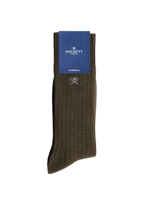 Hackett London ribbed-knit embroidered-logo socks - Green
