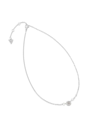 GUESS USA Tiny Pearly logo-plaque faux-pearl necklace - Silver