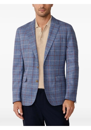 Hackett London tattersall-check single-breasted silk blazer - Blue