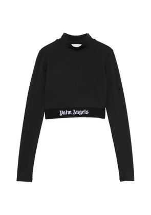 Palm Angels logo-detail cropped top - Black