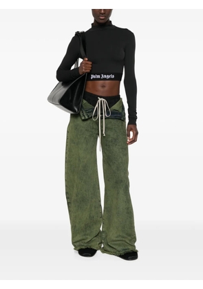 Palm Angels logo-detail cropped top - Black