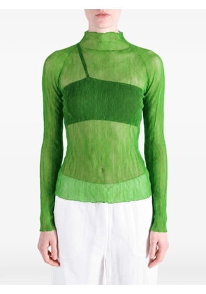 Issey Miyake Chiffon Twist 1 pleated high-neck top - Green