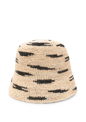 IBELIV zebra-pattern raffia bucket hat - Neutrals