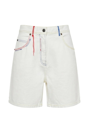 MSGM contrast-stitch logo-patch shorts - White