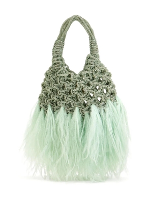 Hibourama Vannifique beaded feathered handbag - Green
