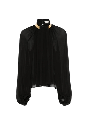 Elisabetta Franchi metal-collar pleated sheer blouse - Black
