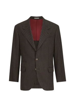 Brunello Cucinelli virgin wool and cashmere chalk stripe flannel tailor blazer - Brown