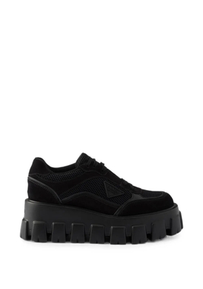 Prada Monolith suede and mesh fabric sneakers - Black