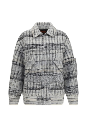 Missoni oversized wool-blend check bomber - White