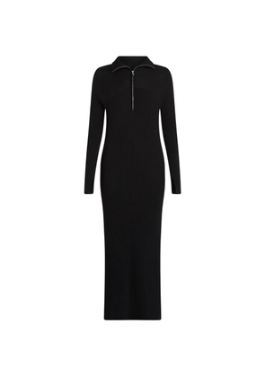 Karl Lagerfeld Jeans ribbed-knit half-zip maxi dress - Black