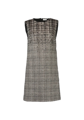 Brunello Cucinelli sequin-embellished check-pattern dress - Brown