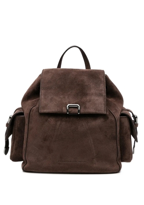 Brunello Cucinelli Sartorial suede-finish buckle-fastening backpack - Brown