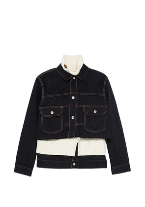 sacai layered-design raw-cut jacket - Blue
