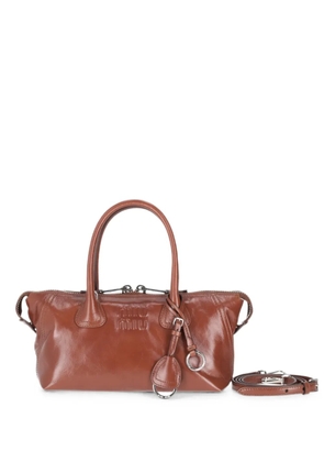 Miu Miu logo-embossed leather tote bag - Brown